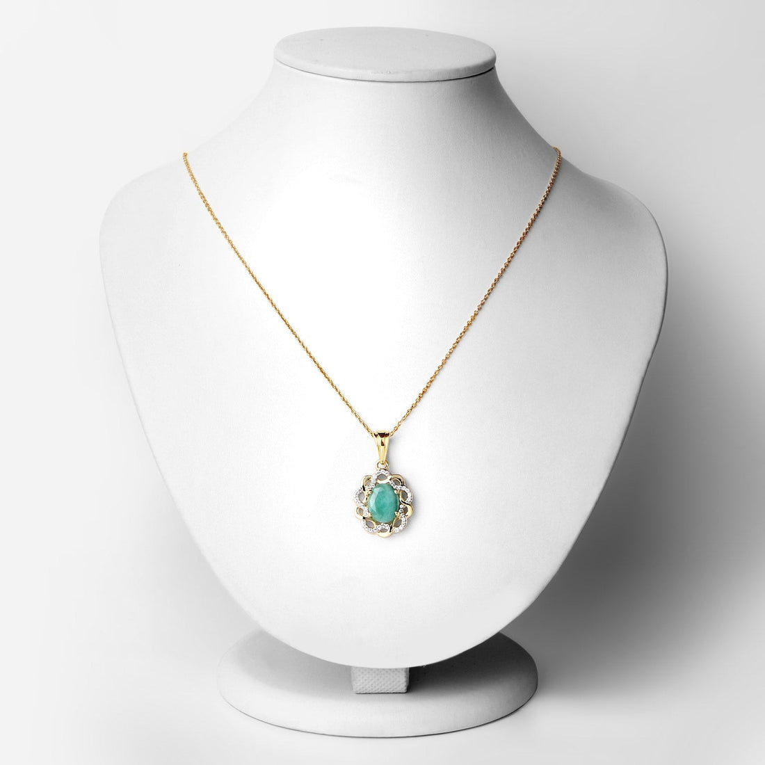 2.78 Carat Genuine Emerald and White Topaz .925 Sterling Silver Pendant Bids.com