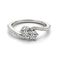Curved Band Two Stone Diamond Ring in 14k White Gold (3/4 cttw) Bids.com