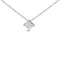 10K White Gold 1/10 Cttw Bezel Set Solitaire Princess Cut Diamond Kite Shaped Pendent Necklace - 18