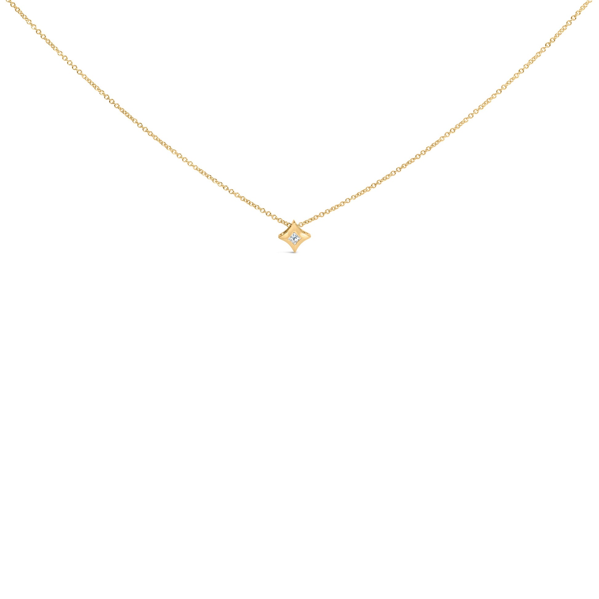 10K White Gold 1/10 Cttw Bezel Set Solitaire Princess Cut Diamond Kite Shaped Pendent Necklace - 18" Inches Bids.com
