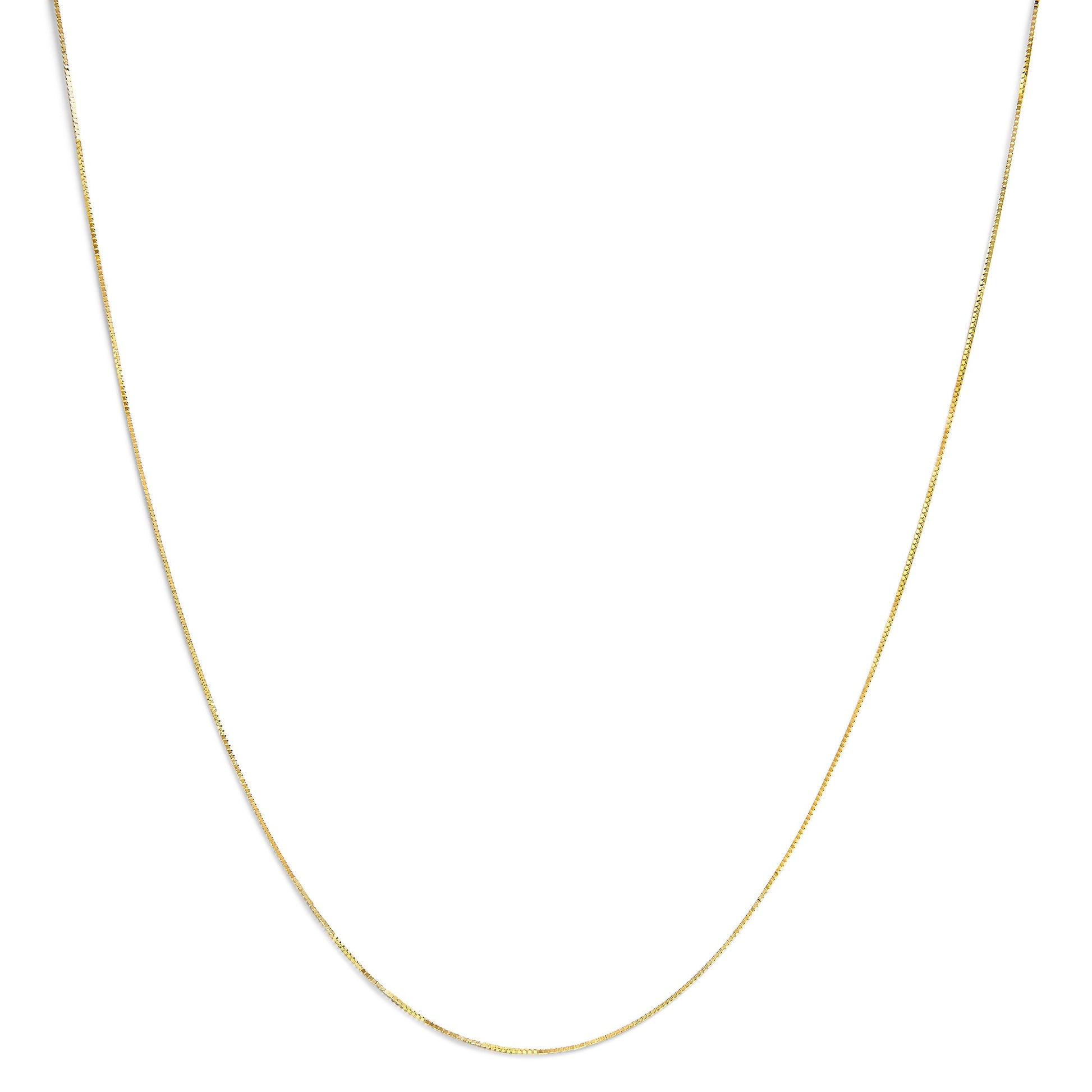Solid 14K Yellow Gold 0.75mm Classic Box Chain Necklace. Unisex Chain - Size 16 Inches Bids.com