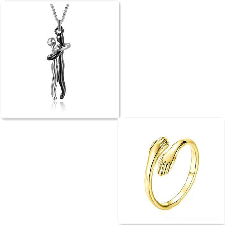 Love Hug Necklace Unisex Men Women Couple Jewelry Simple Temperament Clavicle Chain Valentines Day Lover Gift Gilles Family
