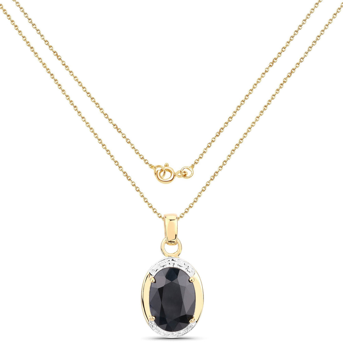 7.50 Carat Genuine Black Sapphire .925 Sterling Silver Pendant Bids.com