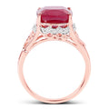 14K Rose Gold Plated 5.54 Carat Genuine Glass Filled Ruby & White Topaz .925 Sterling Silver Ring Bids.com