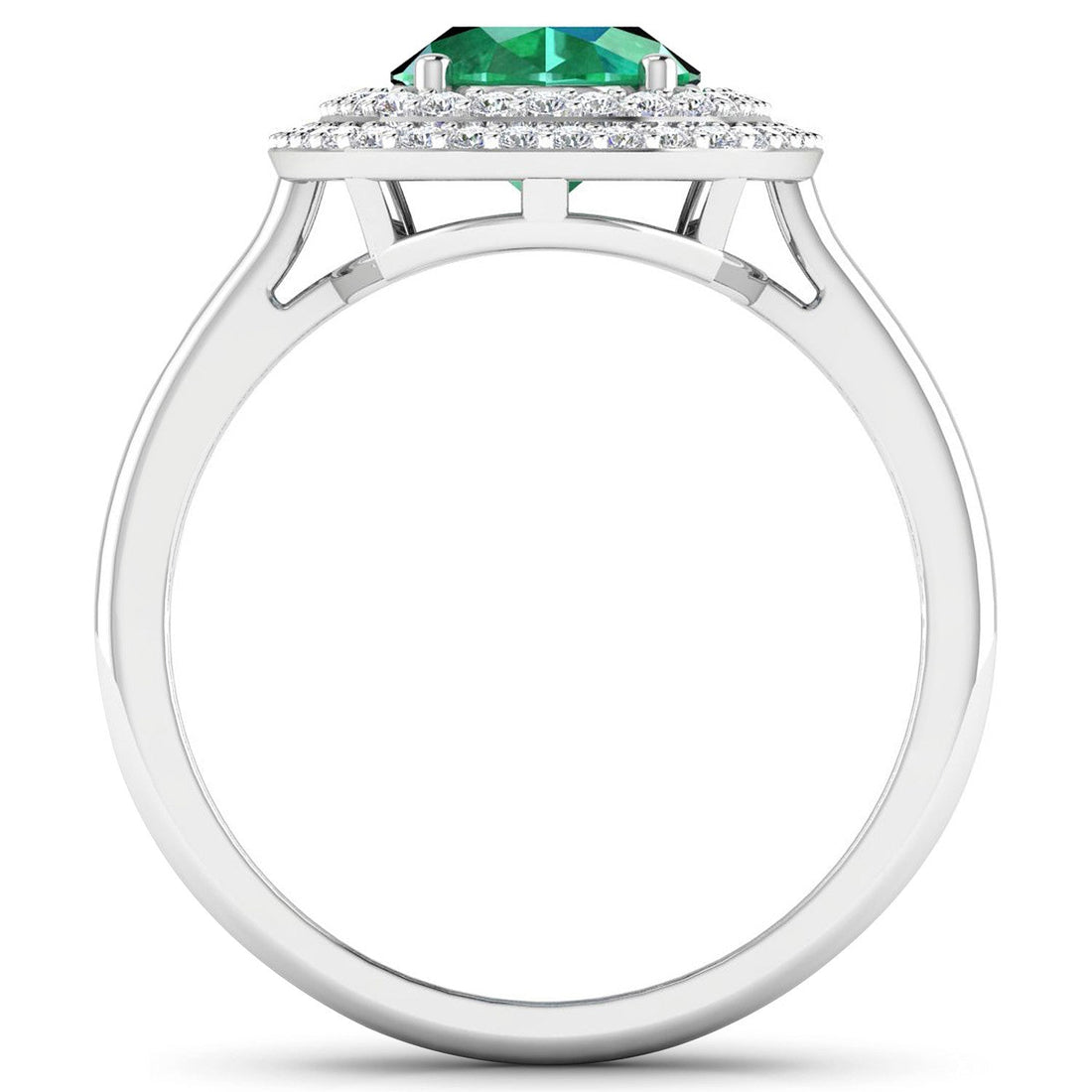 1.97 Carat Genuine Zambian Emerald  and White Diamond 14K White Gold Ring Bids.com