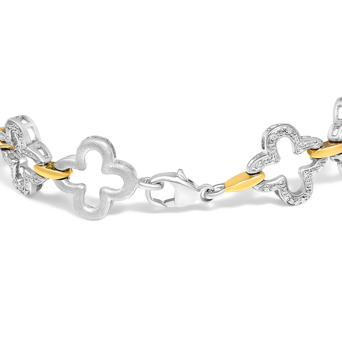 .925 Two-tone Sterling Silver 1/10 Cttw Natural Round Diamond Fashion Tennis Bracelet (I-J Color, I1-I2 Clarity) - 7" Bids.com