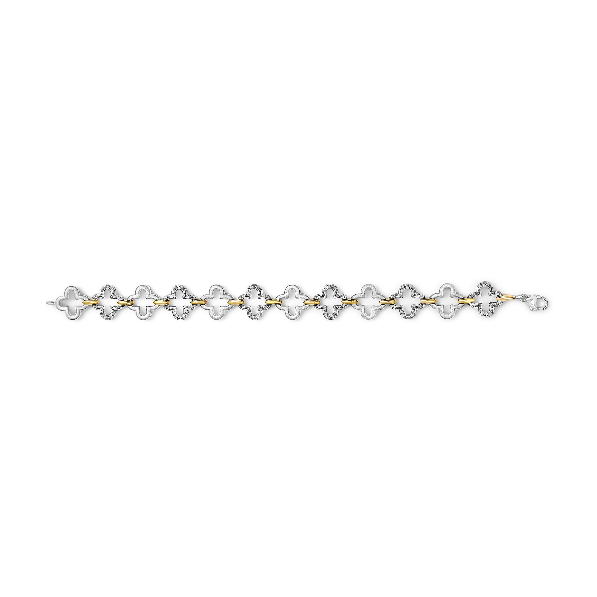 .925 Two-tone Sterling Silver 1/10 Cttw Natural Round Diamond Fashion Tennis Bracelet (I-J Color, I1-I2 Clarity) - 7" Bids.com