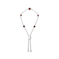 .925 Sterling Silver Bezel Set Red Garnet 5 Station Adjustable Bolo Bracelet Bids.com