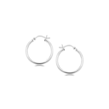 Sterling Silver Polished Thin Hoop Earrings with Rhodium Plating (20mm) Bids.com