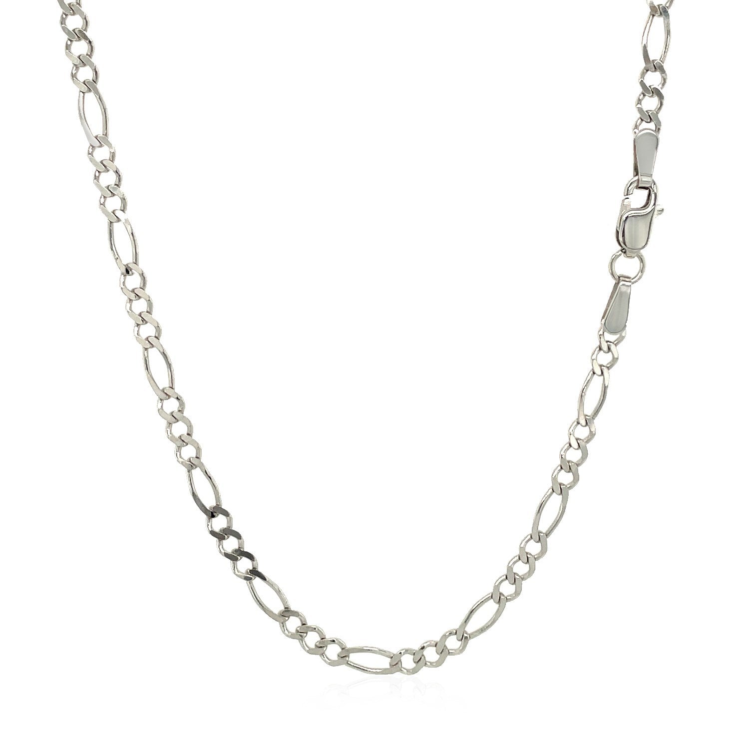 2.6mm 14k White Gold Solid Figaro Chain Bids.com