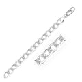 Rhodium Plated 7.9mm Sterling Silver Curb Style Bracelet Bids.com