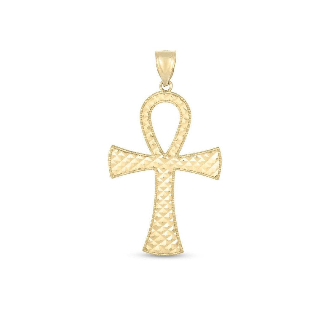 14k Yellow Gold High Polish Textured Ankh Pendant Bids.com
