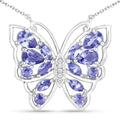 2.76 Carat Genuine Tanzanite and White Zircon .925 Sterling Silver Necklace Bids.com