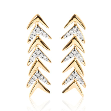 18K Yellow Gold Plated .925 Sterling Silver 1/5 Cttw Diamond Chevron Arrow Stud Earring (I-J Color, I2-I3 Clarity) Bids.com