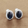 2.16 Carat Genuine Blue Sapphire and White Diamond 14K White Gold Earrings Bids.com