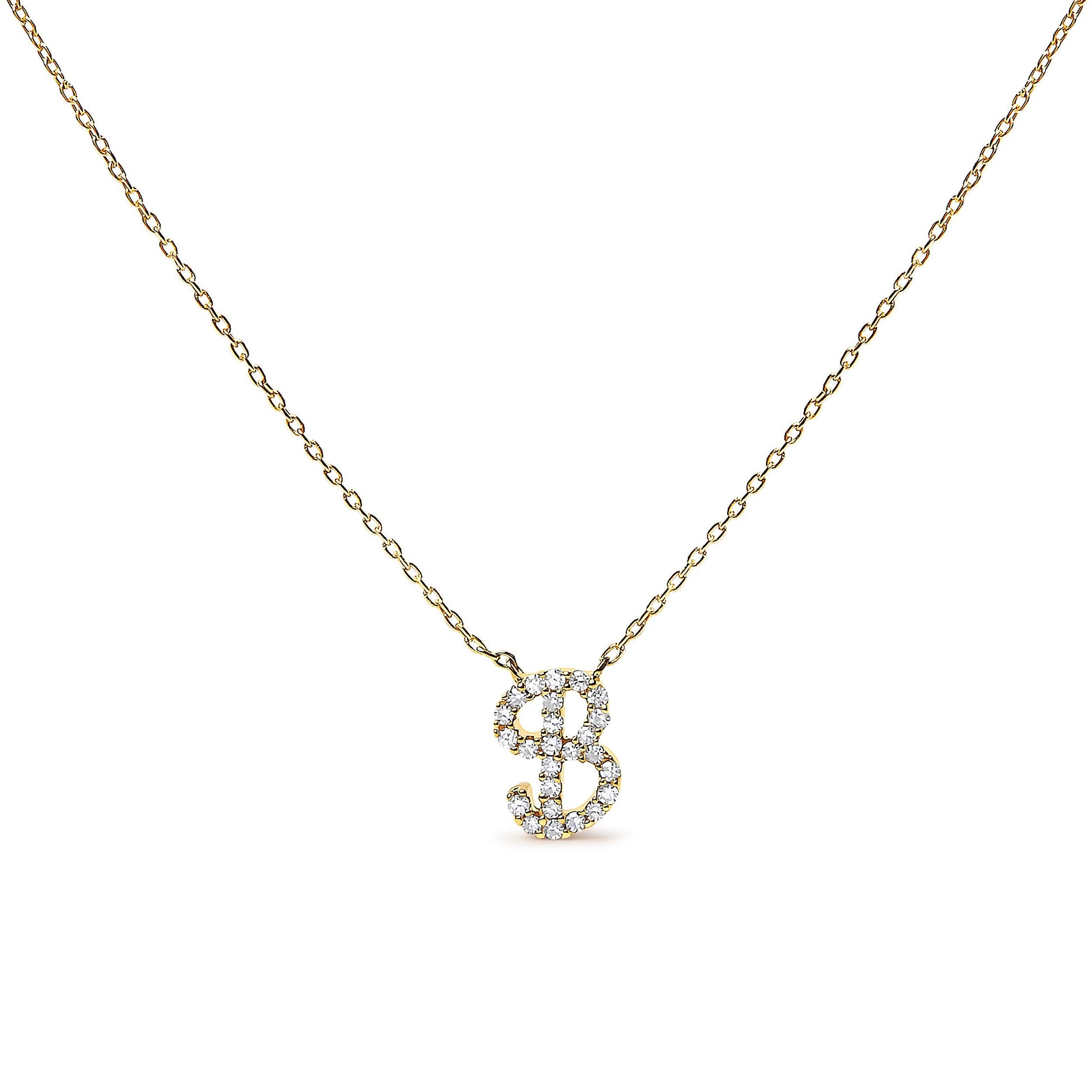 10K White Gold Diamond Accent "A" Initial Script Style Pendant Necklace Bids.com