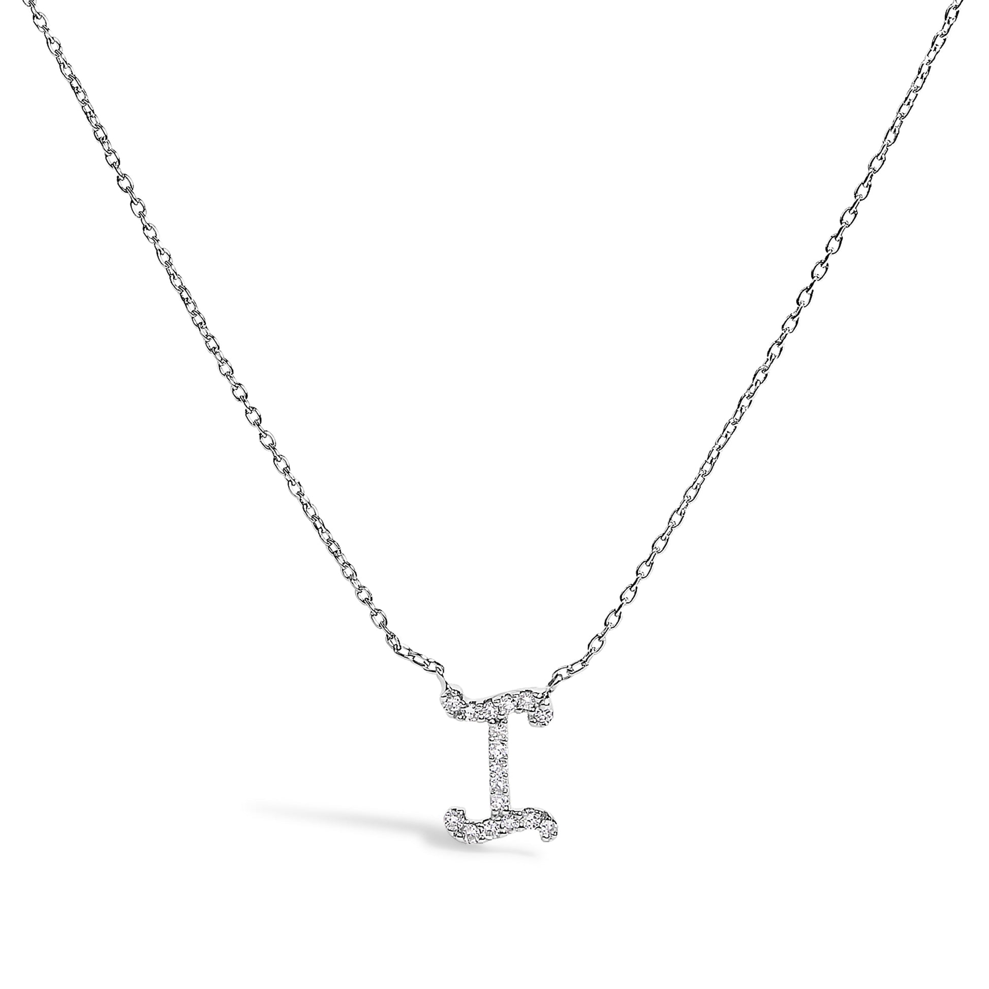 10K White Gold Diamond Accent "A" Initial Script Style Pendant Necklace Bids.com