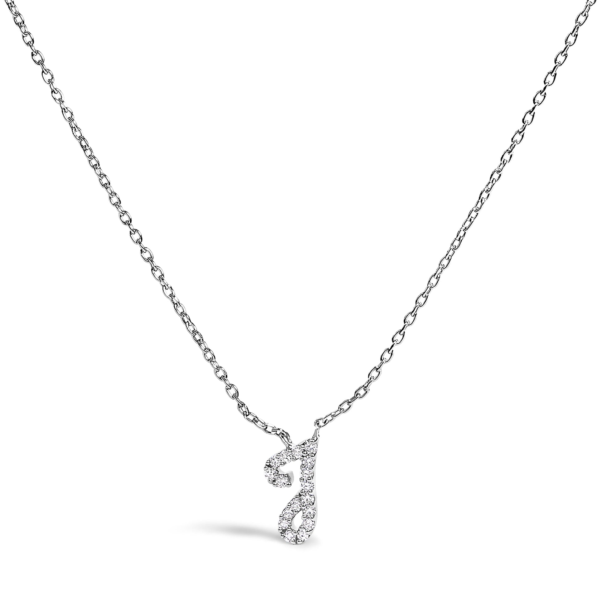 10K White Gold Diamond Accent "A" Initial Script Style Pendant Necklace Bids.com