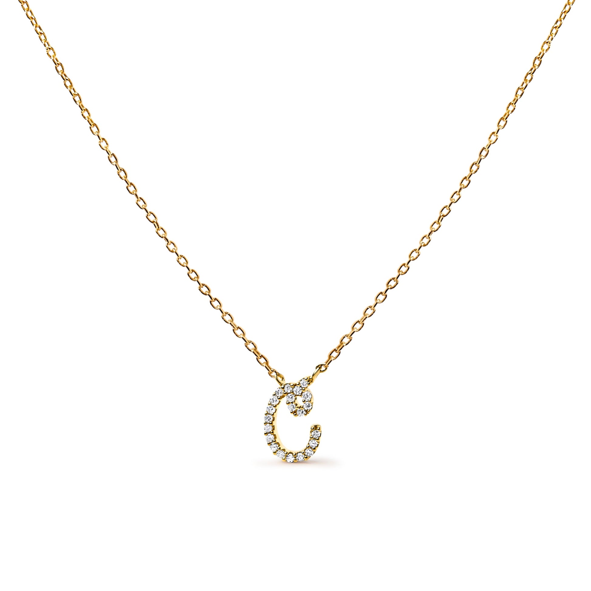 10K White Gold Diamond Accent "A" Initial Script Style Pendant Necklace Bids.com