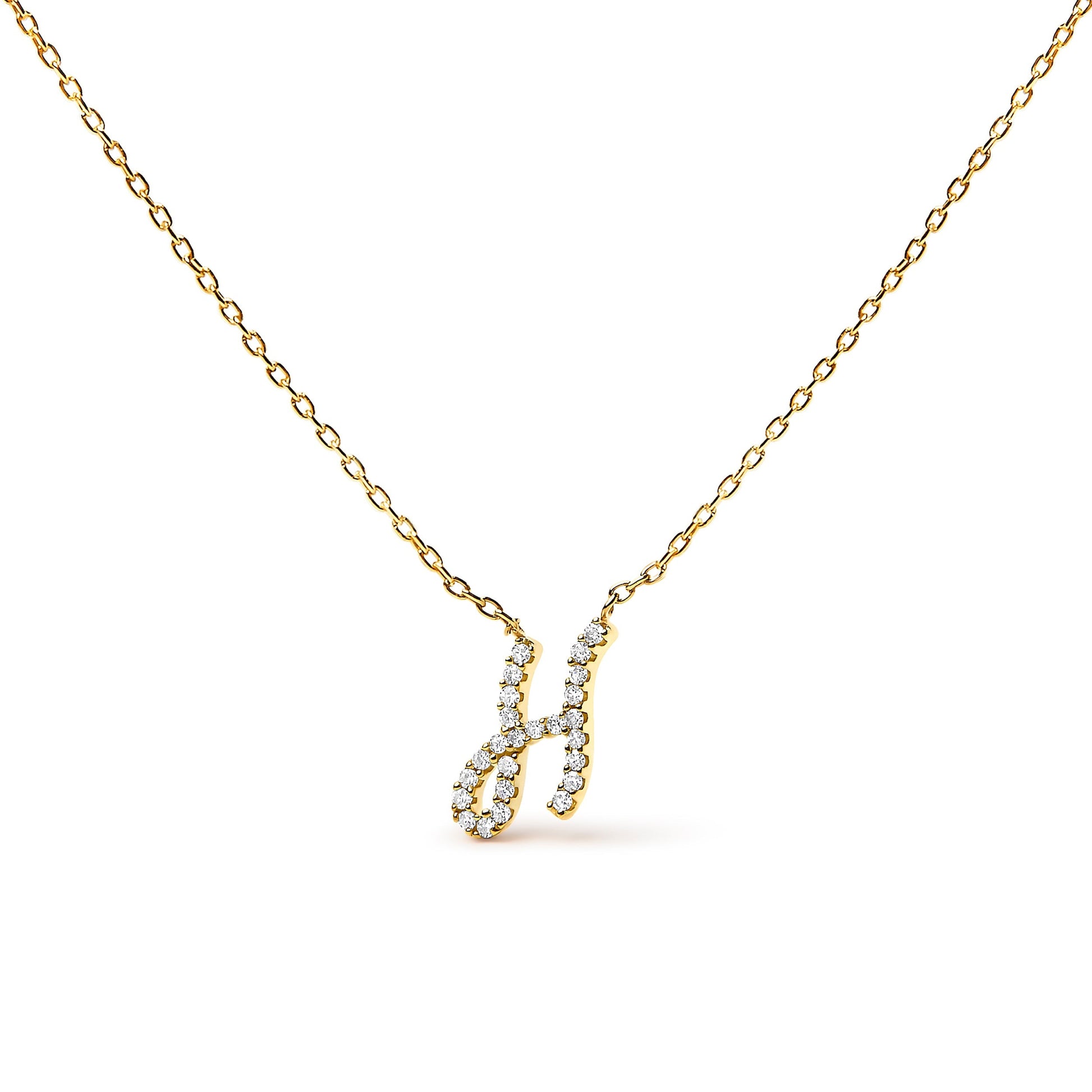 10K White Gold Diamond Accent "A" Initial Script Style Pendant Necklace Bids.com