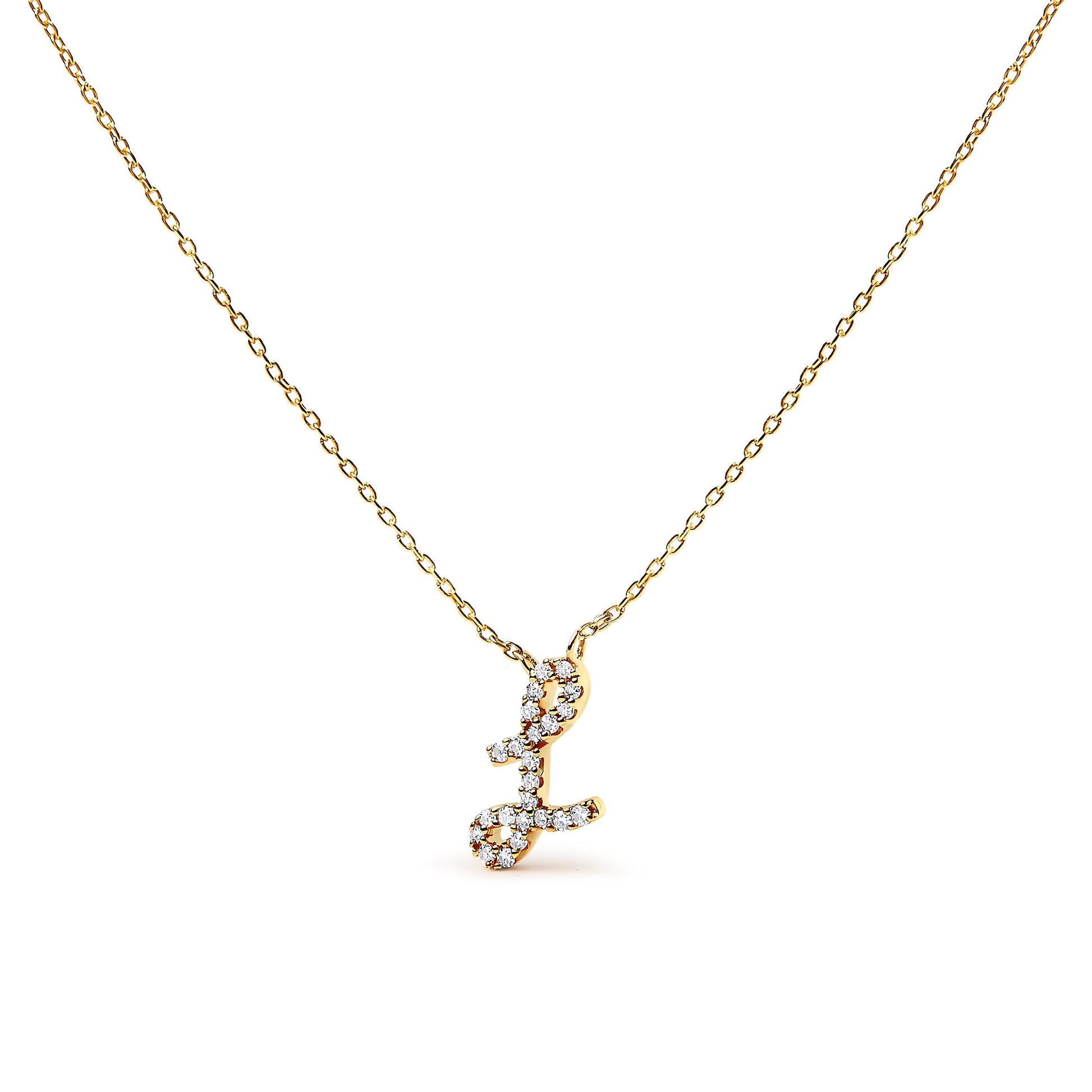 10K White Gold Diamond Accent "A" Initial Script Style Pendant Necklace Bids.com