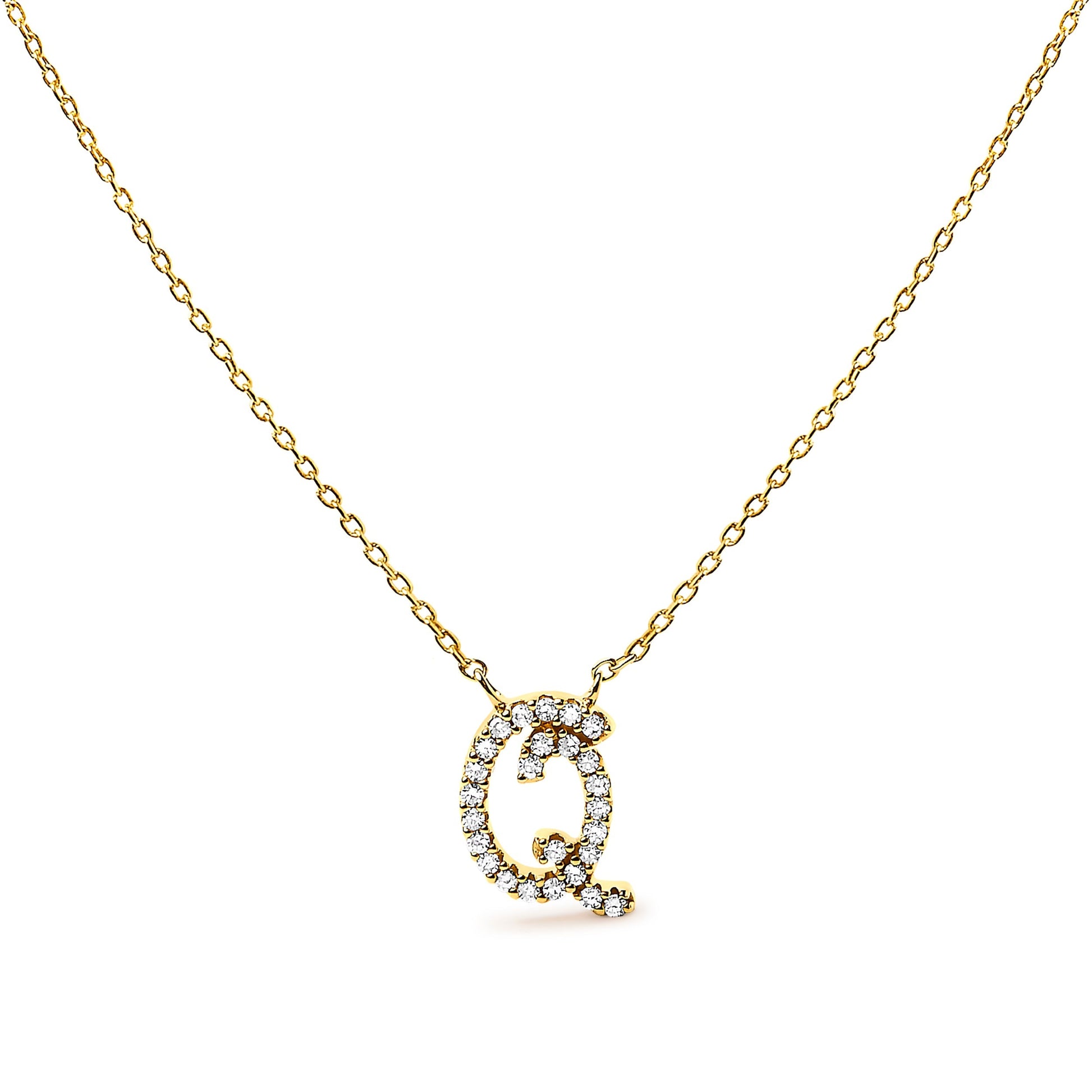 10K White Gold Diamond Accent "A" Initial Script Style Pendant Necklace Bids.com