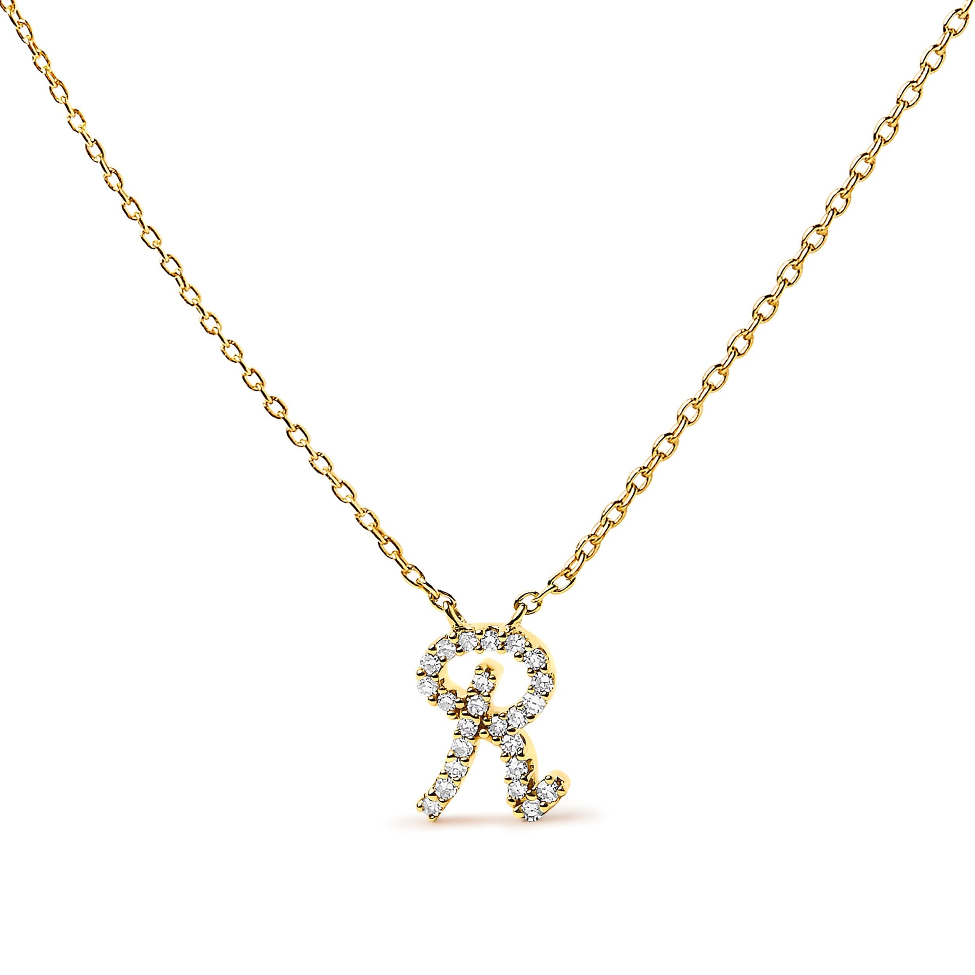10K White Gold Diamond Accent "A" Initial Script Style Pendant Necklace Bids.com