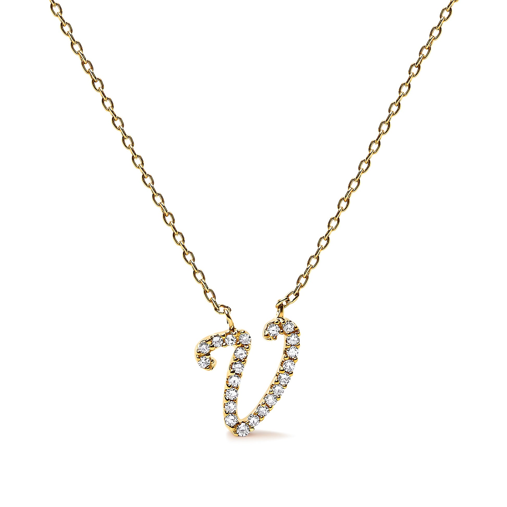 10K White Gold Diamond Accent "A" Initial Script Style Pendant Necklace Bids.com