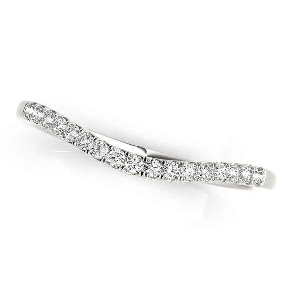 14k White Gold Soft Curved Diamond Wedding Band (1/8 cttw) Bids.com