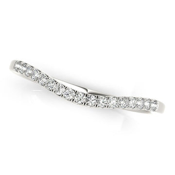 14k White Gold Soft Curved Diamond Wedding Band (1/8 cttw) Bids.com