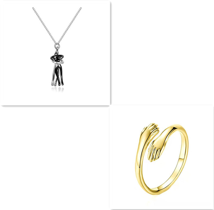 Love Hug Necklace Unisex Men Women Couple Jewelry Simple Temperament Clavicle Chain Valentines Day Lover Gift Gilles Family