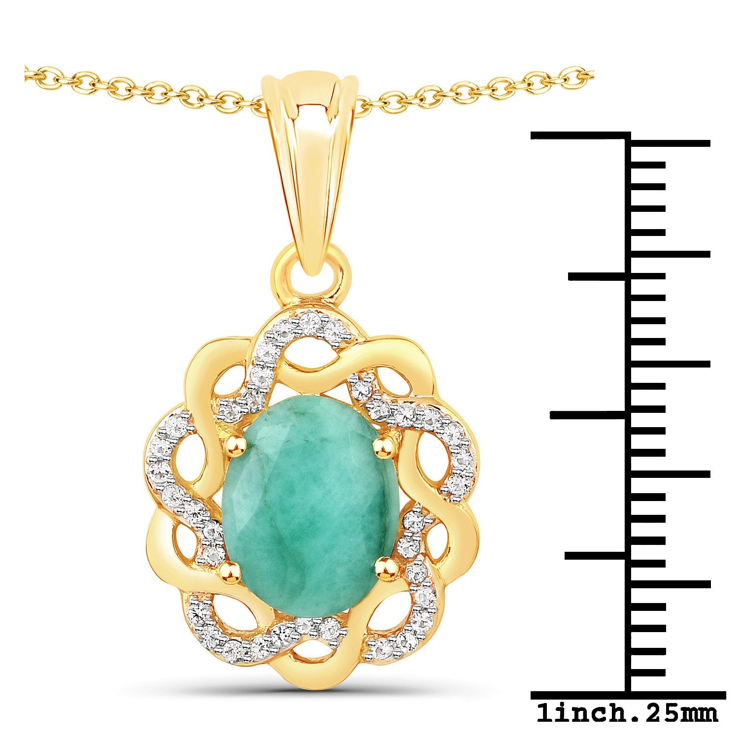 2.78 Carat Genuine Emerald and White Topaz .925 Sterling Silver Pendant Bids.com