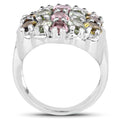 6.74 Carat Genuine Brown Tourmaline, Pink Tourmaline & Green Tourmaline .925 Sterling Silver Ring Bids.com