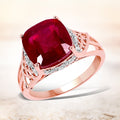 14K Rose Gold Plated 5.54 Carat Genuine Glass Filled Ruby & White Topaz .925 Sterling Silver Ring Bids.com