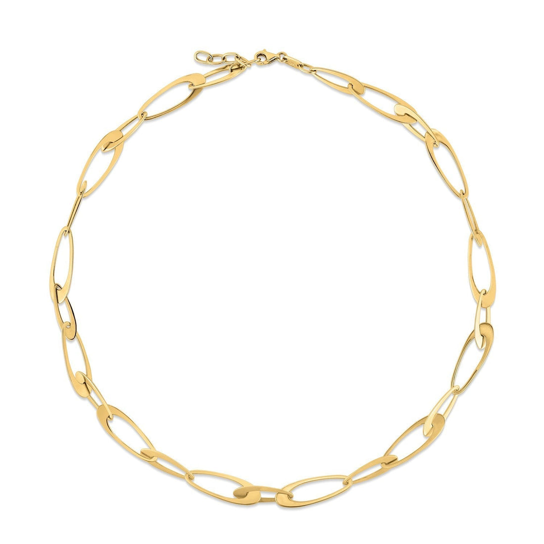 14K Yellow Gold Italian Oval Links Necklace Bids.com