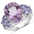 6.62 Carat Genuine Amethyst, Tanzanite and White Topaz .925 Sterling Silver Ring Bids.com
