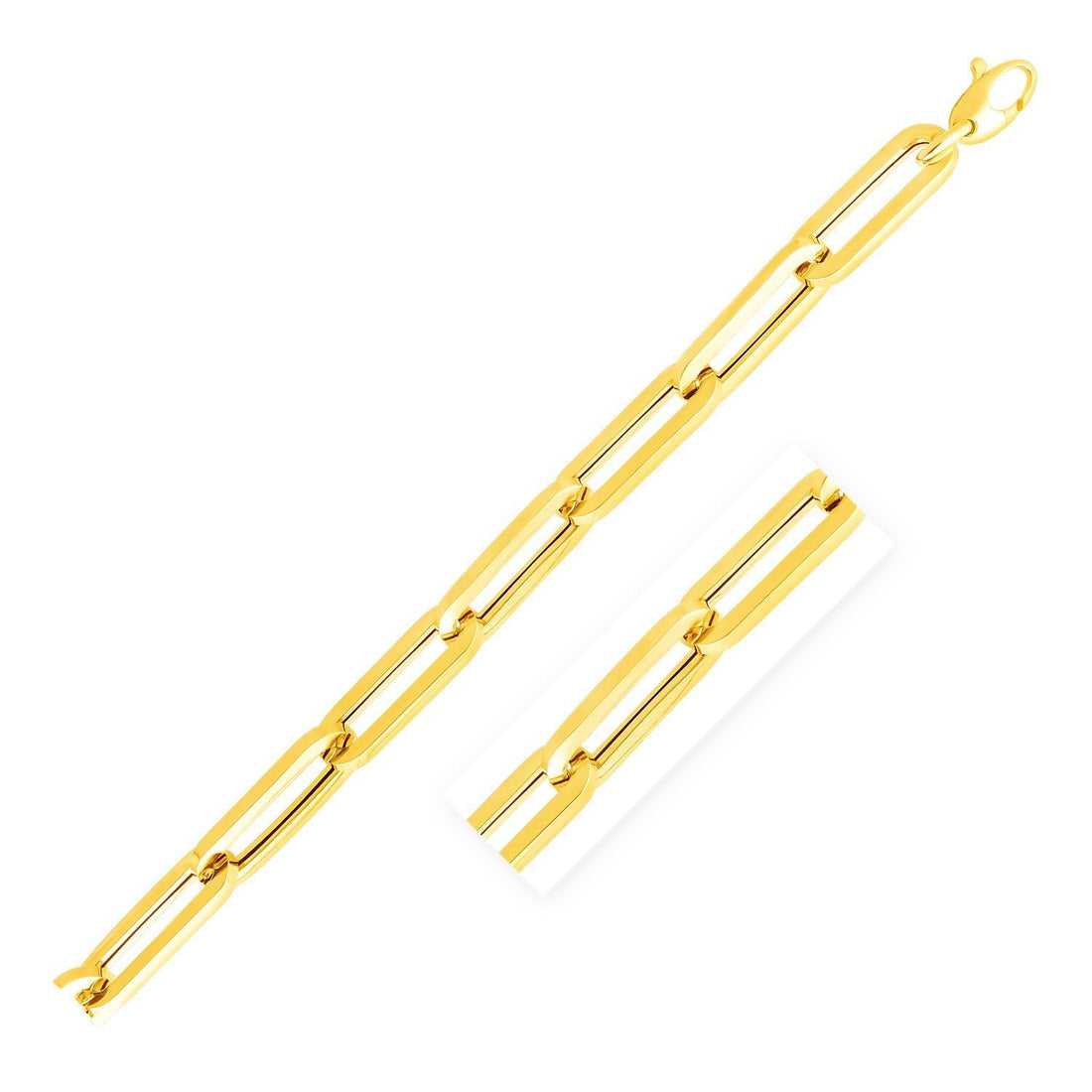 14k Yellow Gold 8 inch Extra Wide Paperclip Chain Bracelet Bids.com