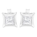 10K White Gold 1/2 Cttw Invisible Set Princess-Cut Diamond Stud Earrings (H-I Color, SI2-I1 Clarity) Bids.com