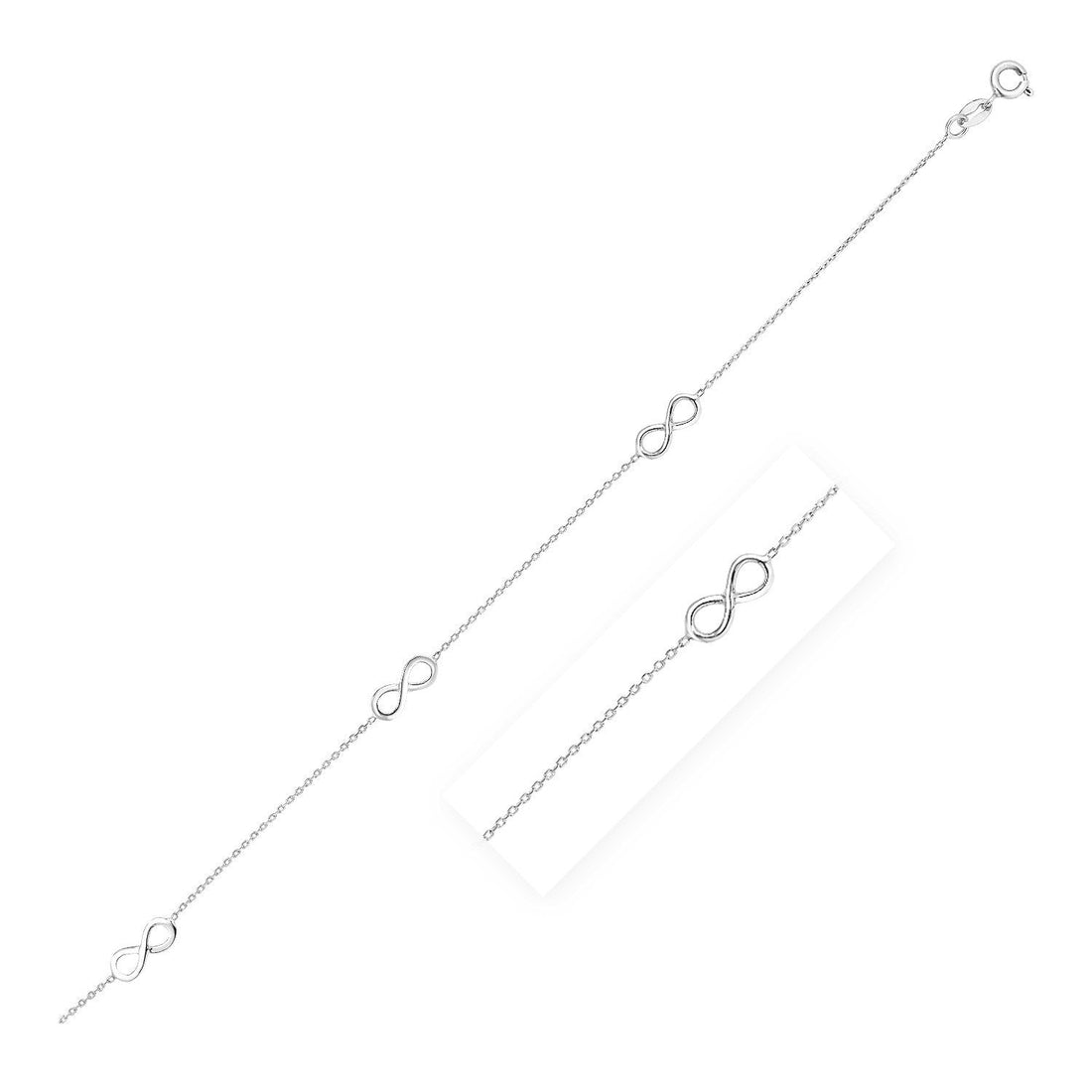 Sterling Silver Anklet with Infinity Symbols Bids.com