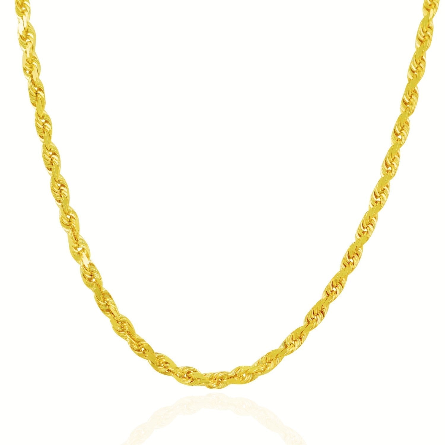 5.0mm 14k Yellow Gold Solid Diamond Cut Rope Chain Bids.com