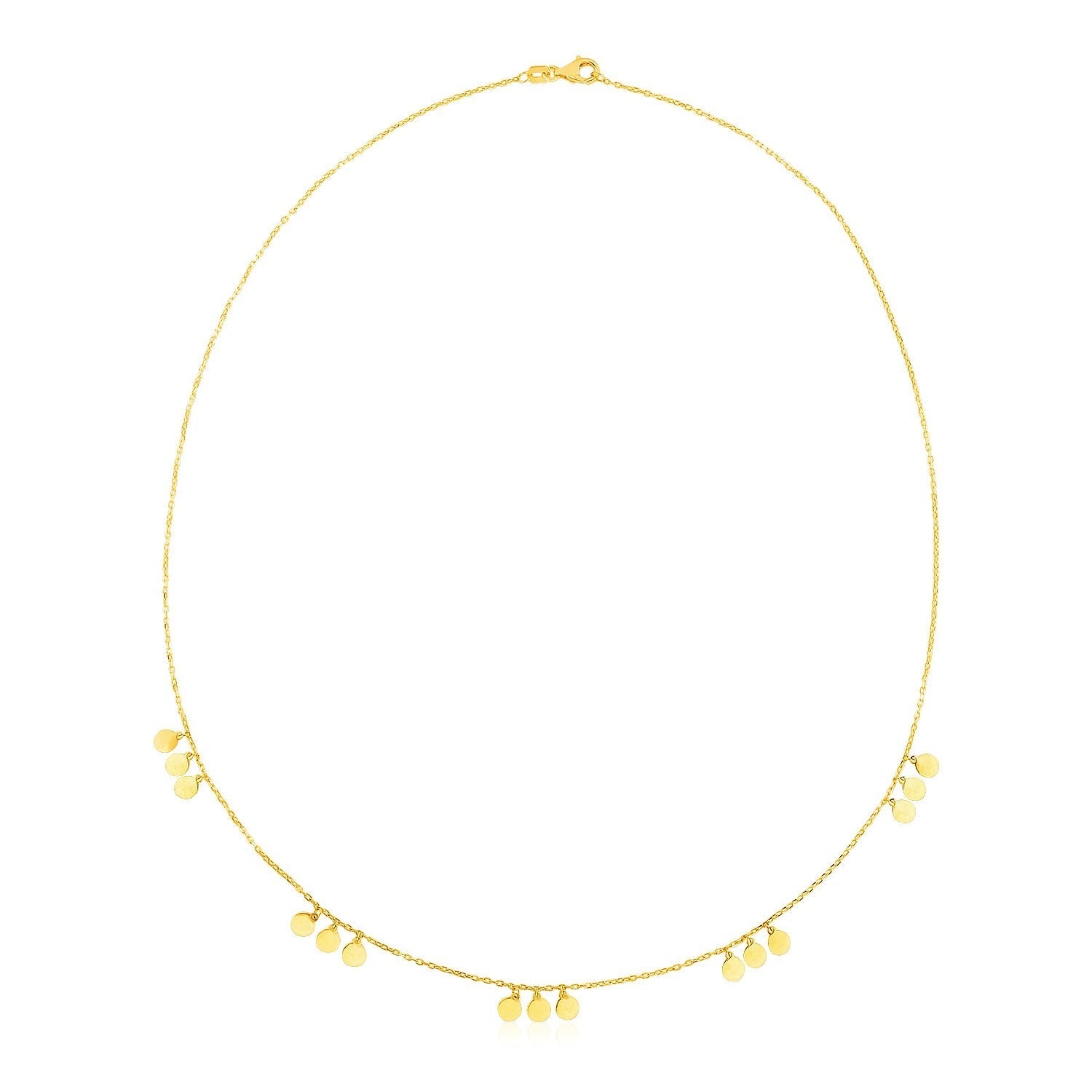 14k Yellow Gold Necklace with Circle Dangle Stations Bids.com