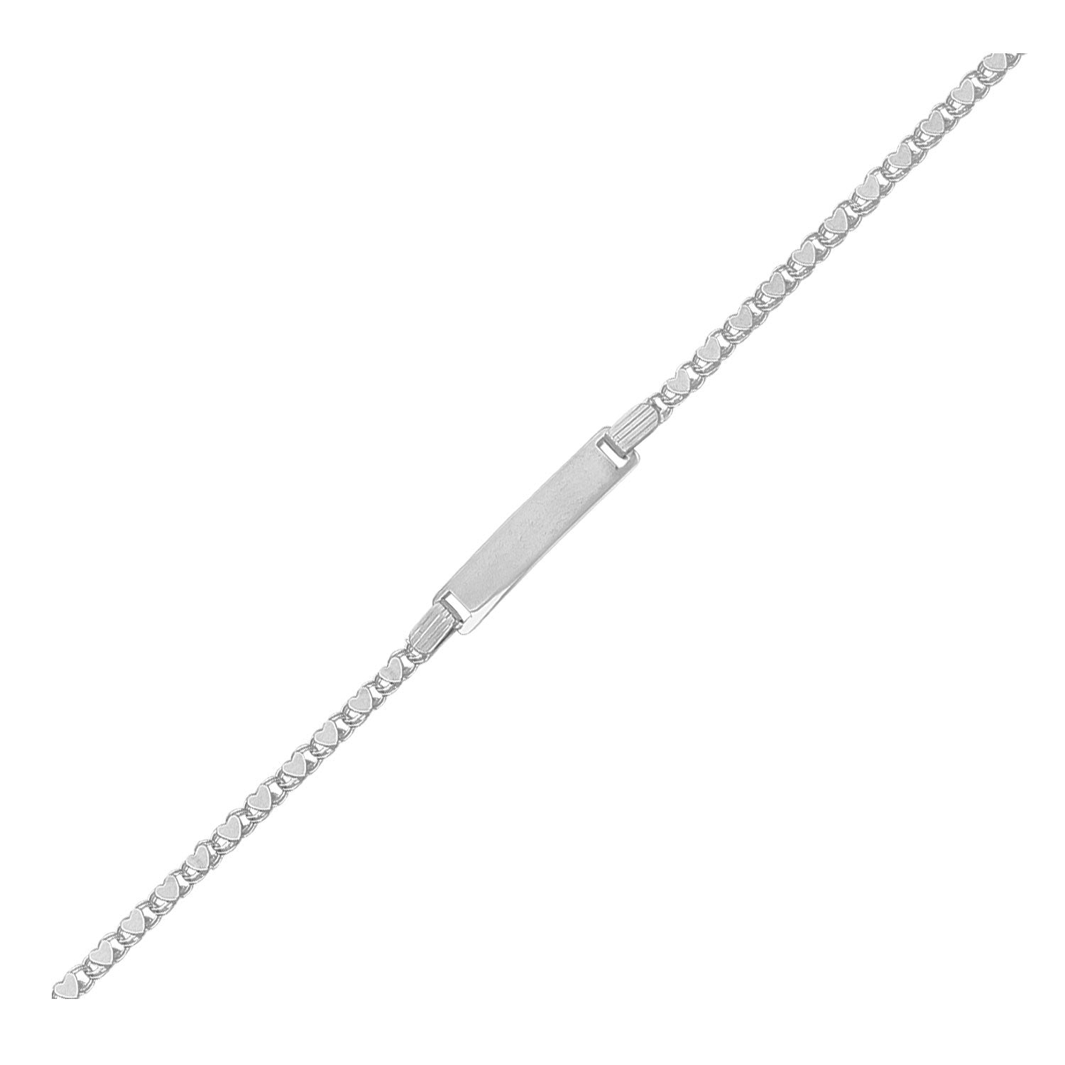 14k White Gold Childrens Heart Link ID Bracelet Bids.com