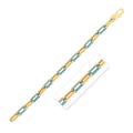 14k Yellow Gold Turquoise Paperclip Gem Link Bracelet (7.00 mm) Bids.com
