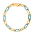 14k Yellow Gold Turquoise Paperclip Gem Link Bracelet (7.00 mm) Bids.com