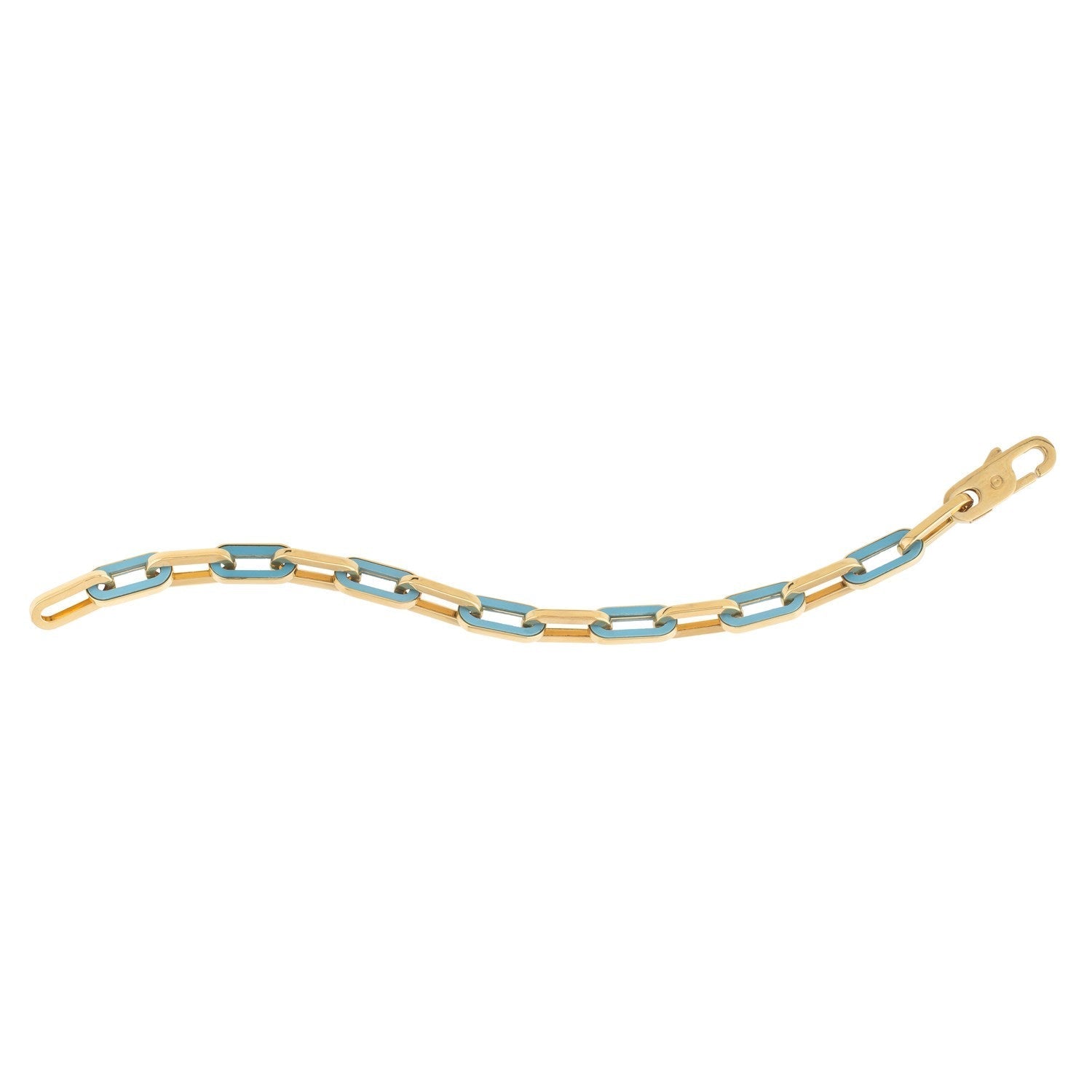 14k Yellow Gold Turquoise Paperclip Gem Link Bracelet (7.00 mm) Bids.com