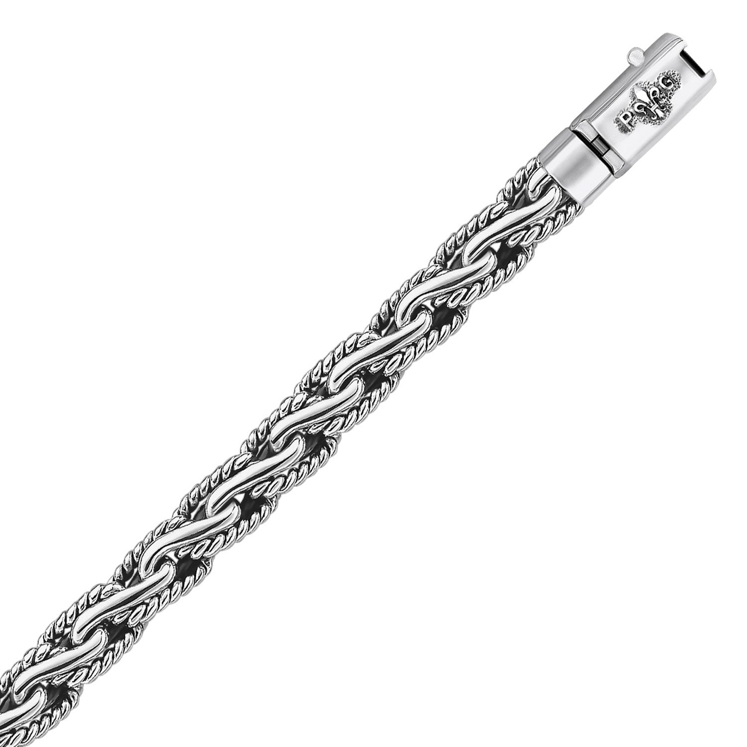 Oxidized Sterling Silver Men's Chain Bracelet in a Cable Motif Bids.com