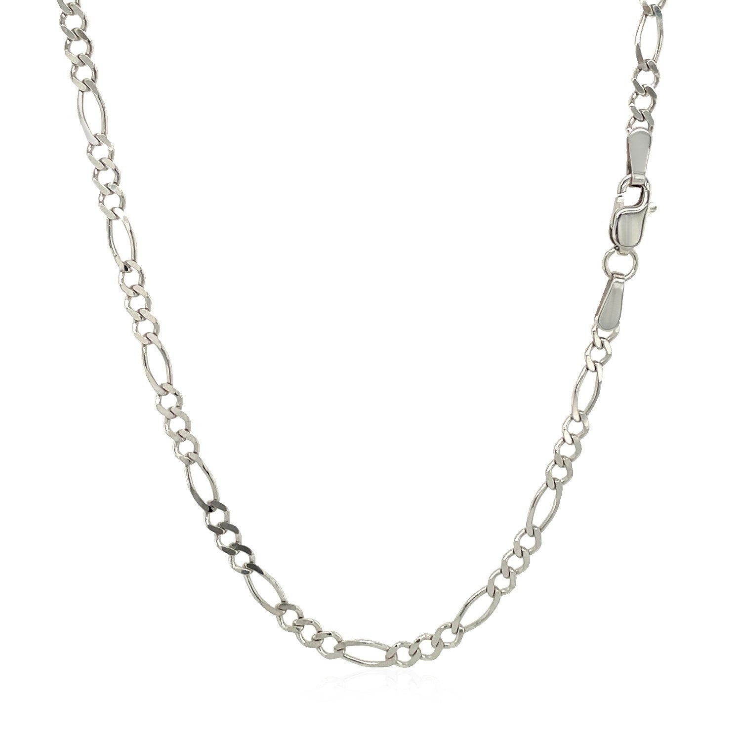 2.6mm 14k White Gold Solid Figaro Chain Bids.com