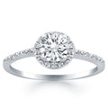 14k White Gold Diamond Halo Collar Engagement Ring Bids.com