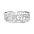 18K White Gold 3 1/4 Cttw Pave Diamond Openwork Floral Filigree Swirl Bangle Cuff Bracelet (H-I Color, VS2-SI1 Clarity) Bids.com