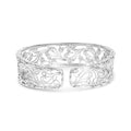 18K White Gold 3 1/4 Cttw Pave Diamond Openwork Floral Filigree Swirl Bangle Cuff Bracelet (H-I Color, VS2-SI1 Clarity) Bids.com